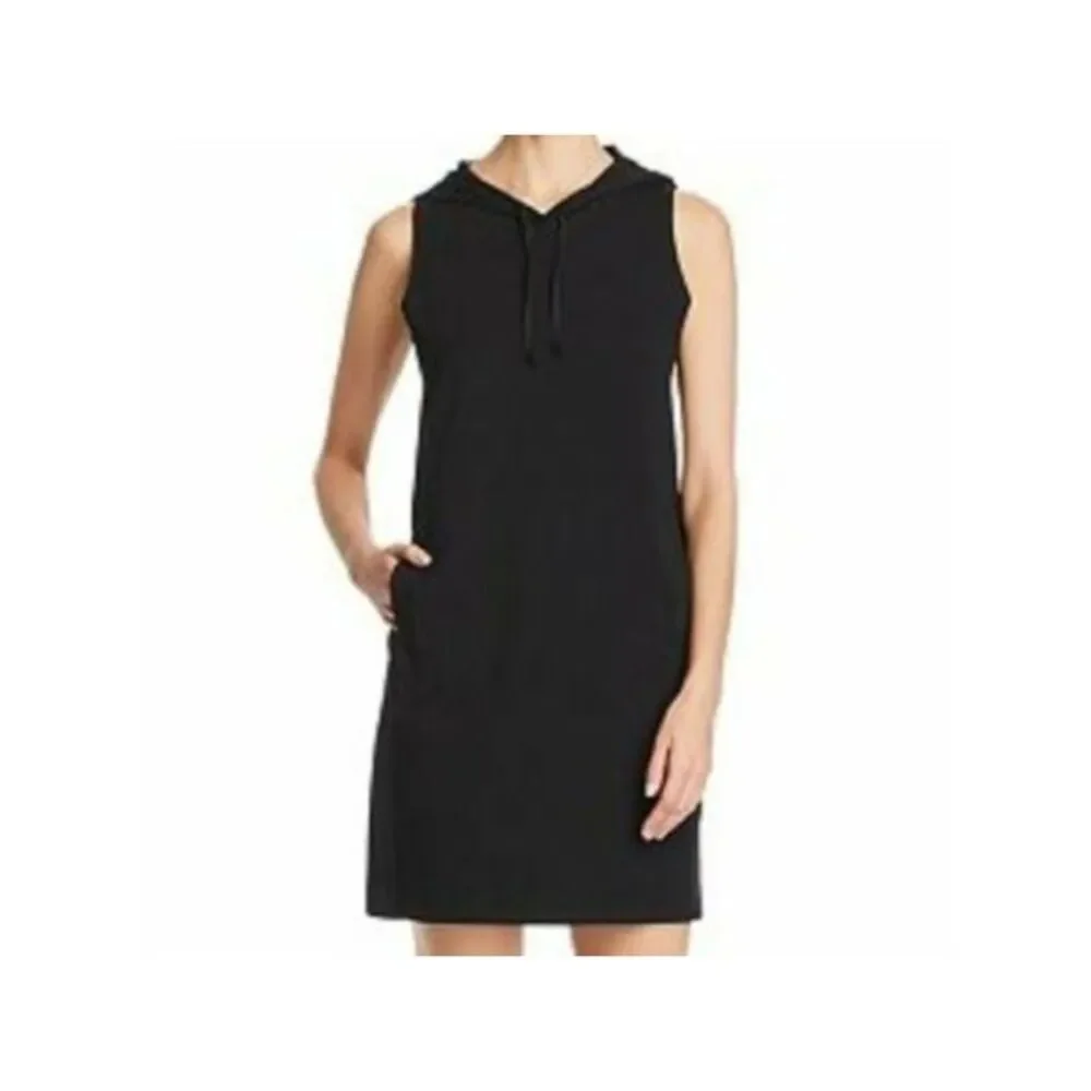 EILEEN FISHER Womens Knit Tie Pocketed Hooded Sleeveless Short Shift Dress